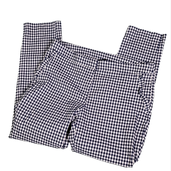 Cynthia Rowley Navy Blue White Check Pants - Picture 3 of 5